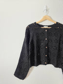 Black Crochet Knit Top (S)