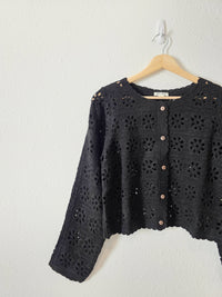 Black Crochet Knit Top (S)