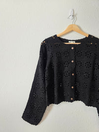 Black Crochet Knit Top (S)