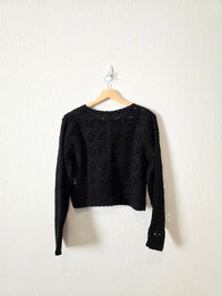 Black Crochet Knit Top (S)