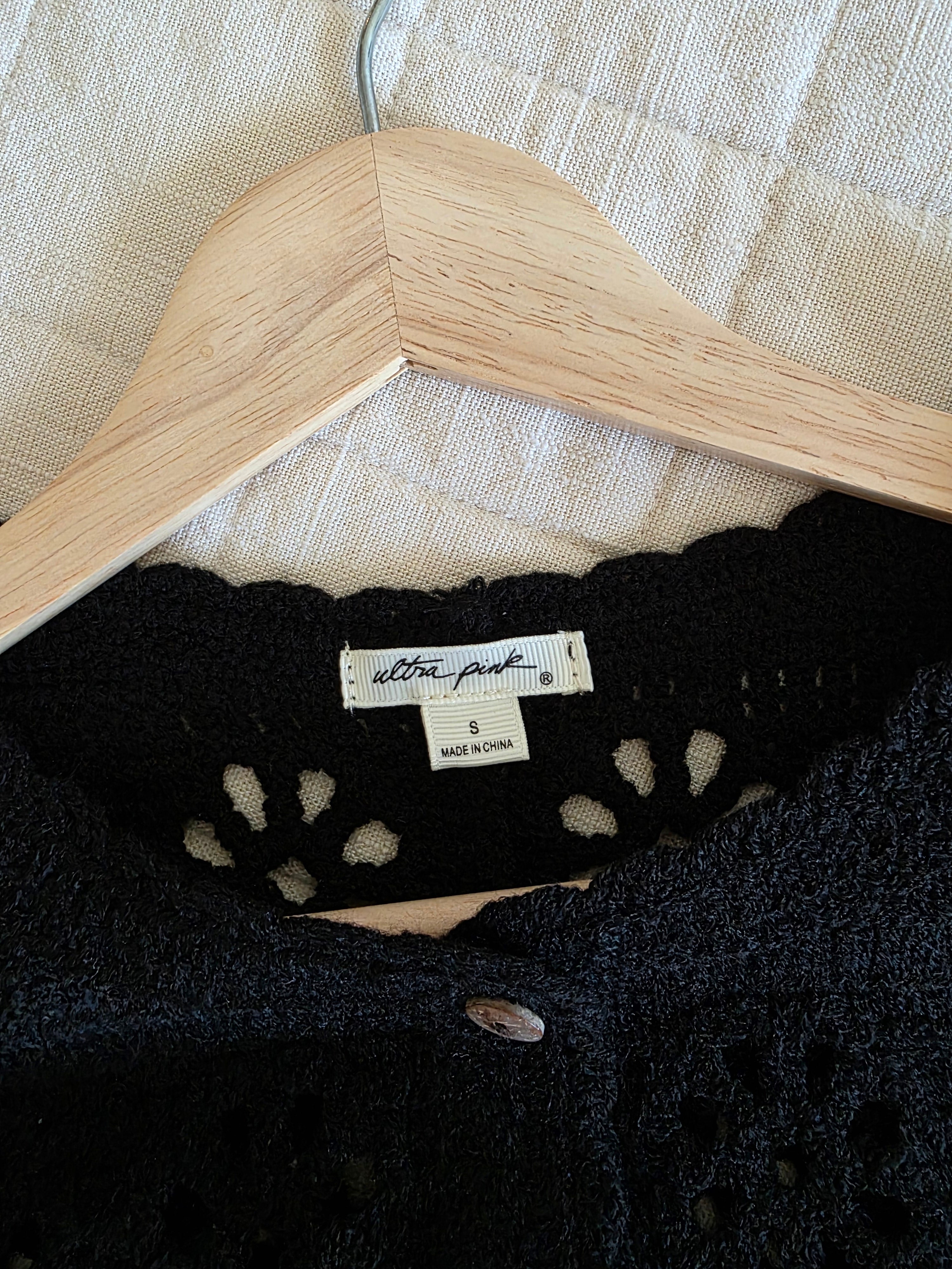 Black Crochet Knit Top (S)