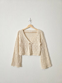 Crochet Tie Front Sweater (M)
