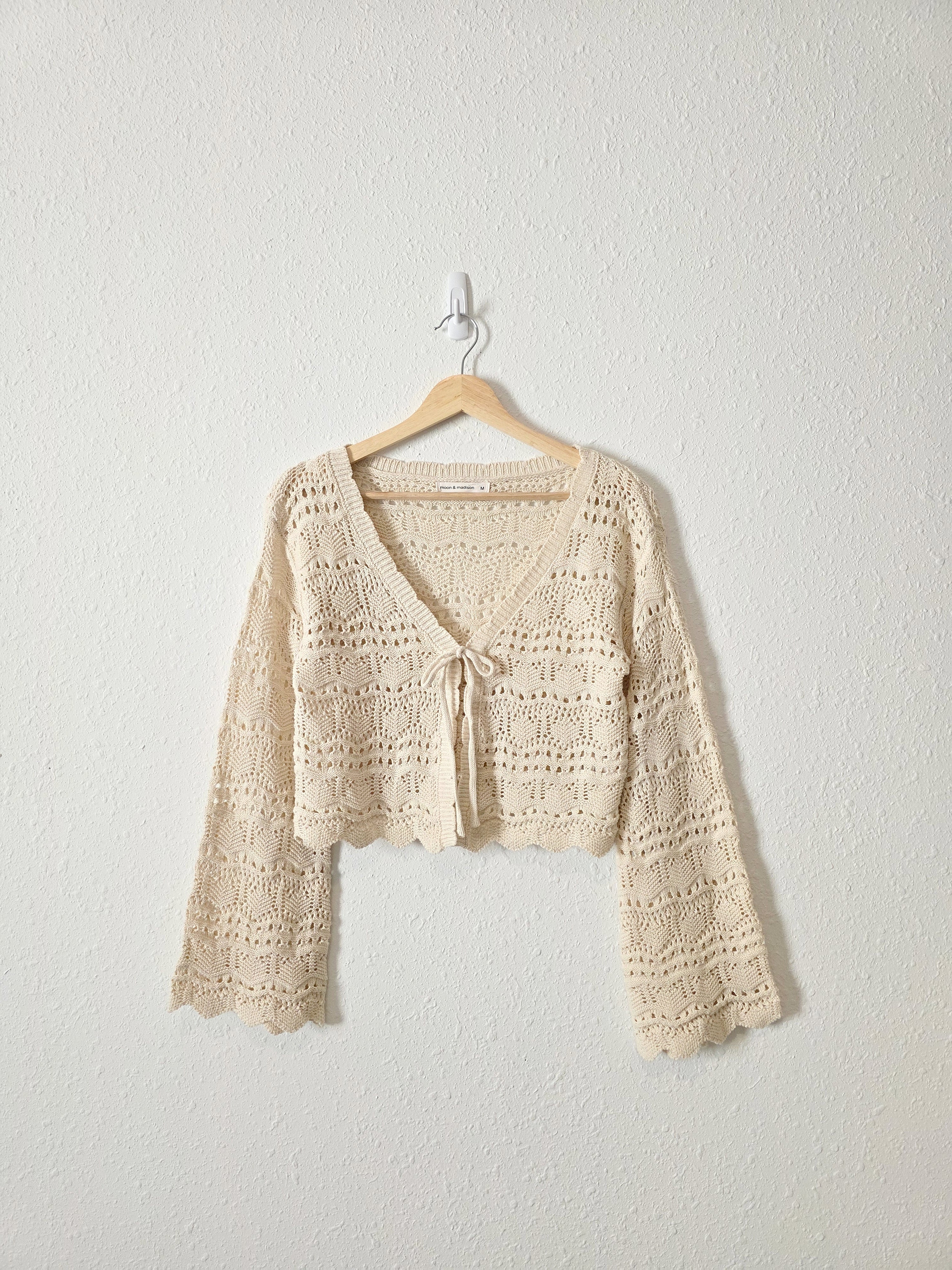 Crochet Tie Front Sweater (M)
