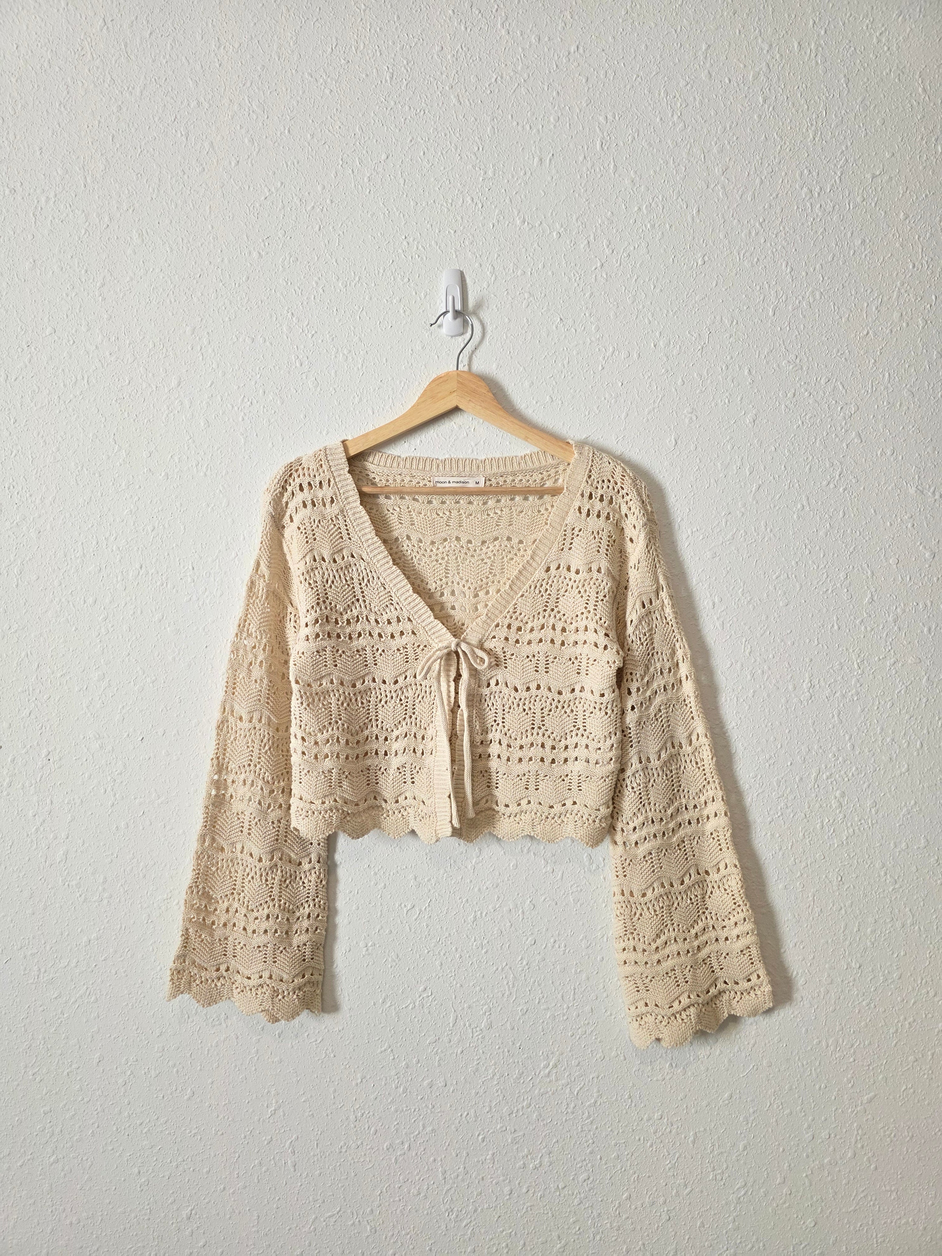 Crochet Tie Front Sweater (M)
