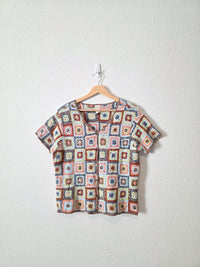 Vintage J.Jill Linen Crochet Top (L)