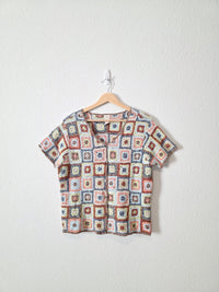 Vintage J.Jill Linen Crochet Top (L)