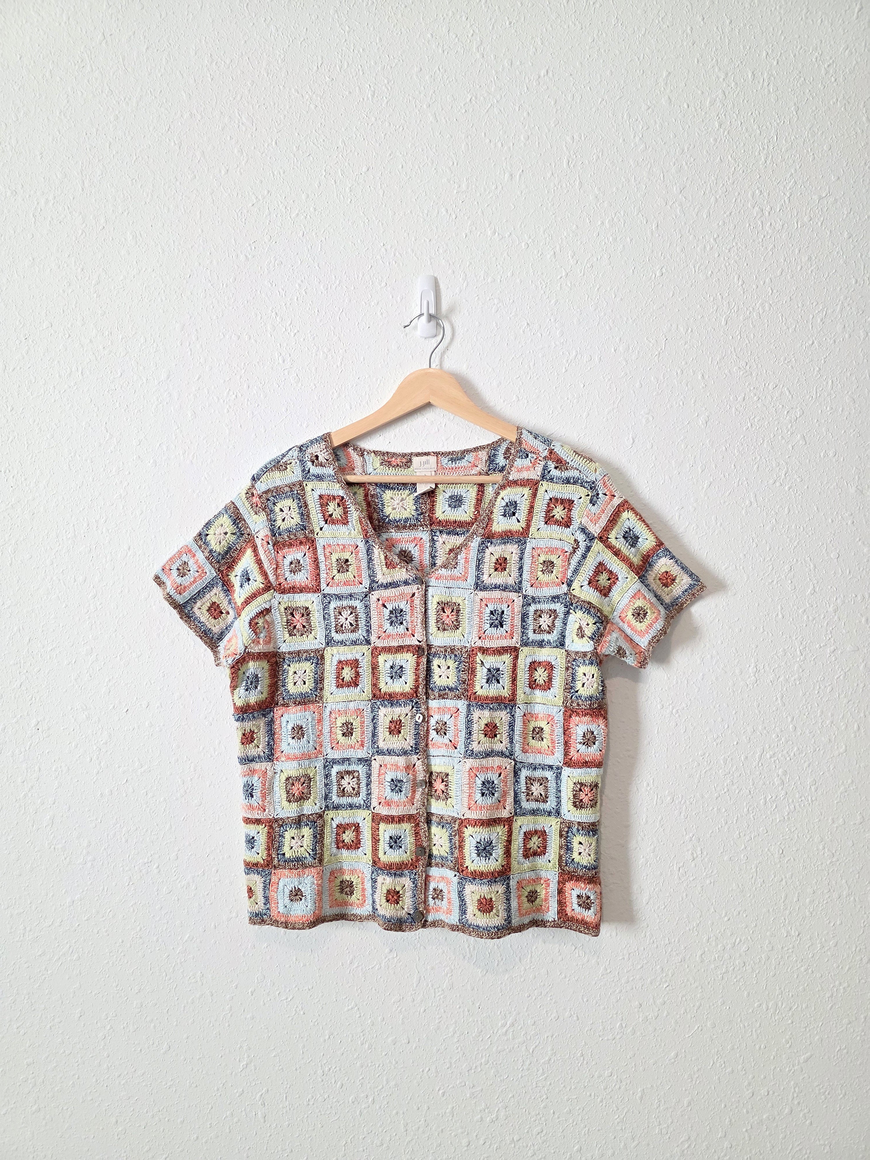 Vintage J.Jill Linen Crochet Top (L)