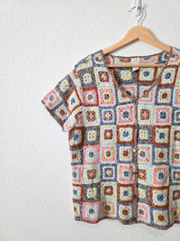 Vintage J.Jill Linen Crochet Top (L)