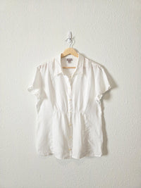 Vintage White Linen Button Up (M)