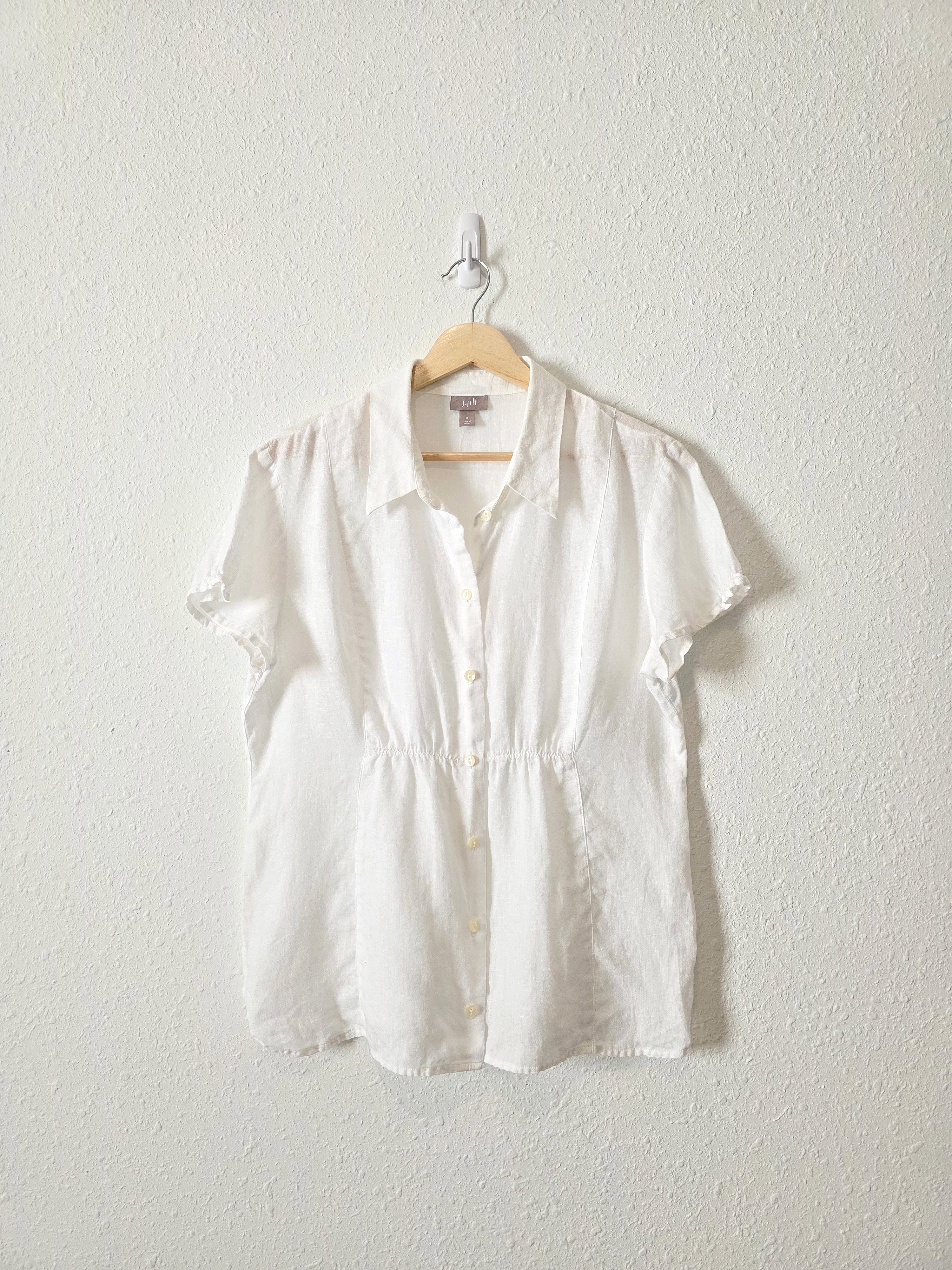 Vintage White Linen Button Up (M)
