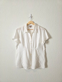 Vintage White Linen Button Up (M)