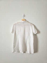 Vintage White Linen Button Up (M)