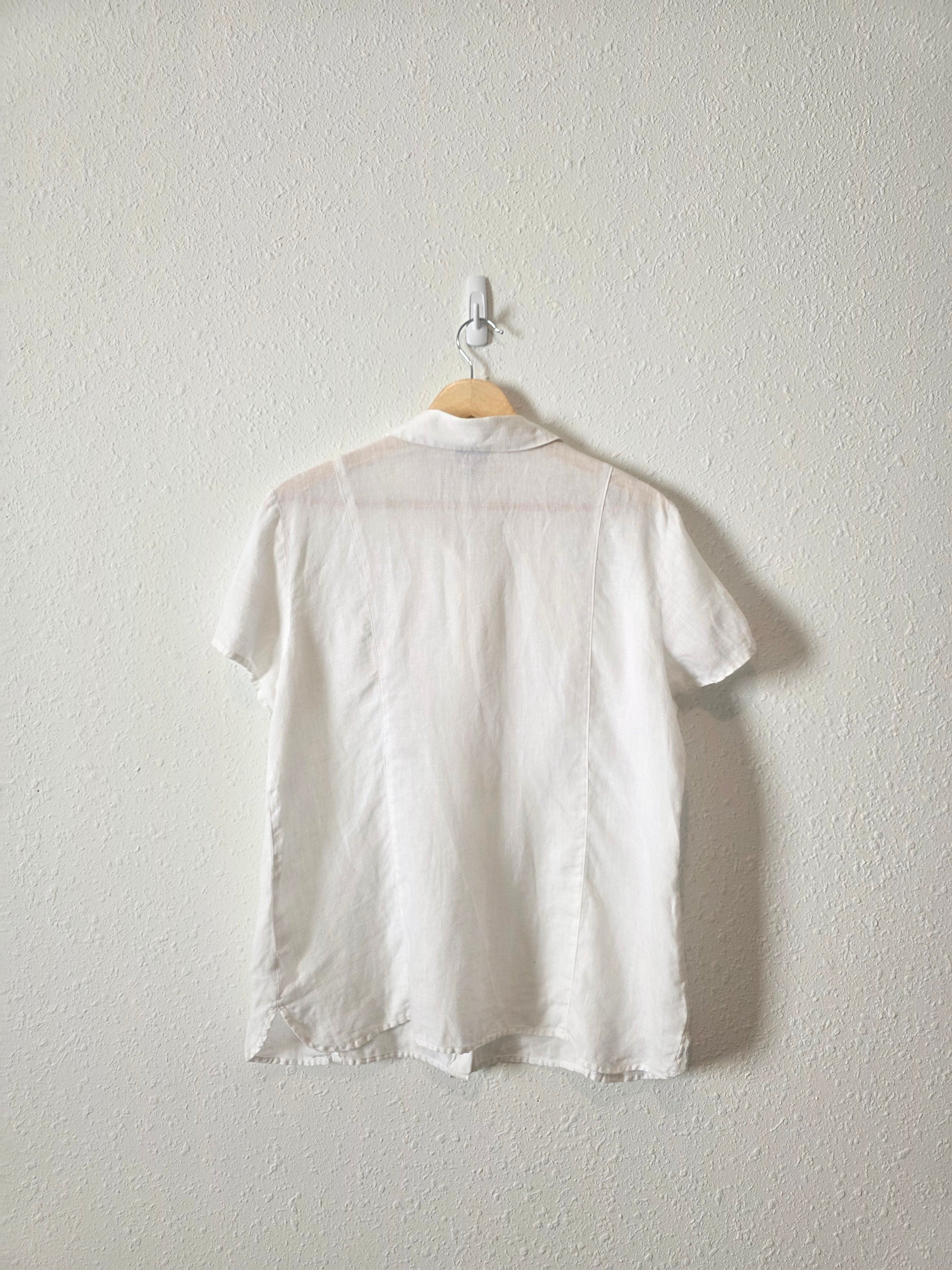 Vintage White Linen Button Up (M)
