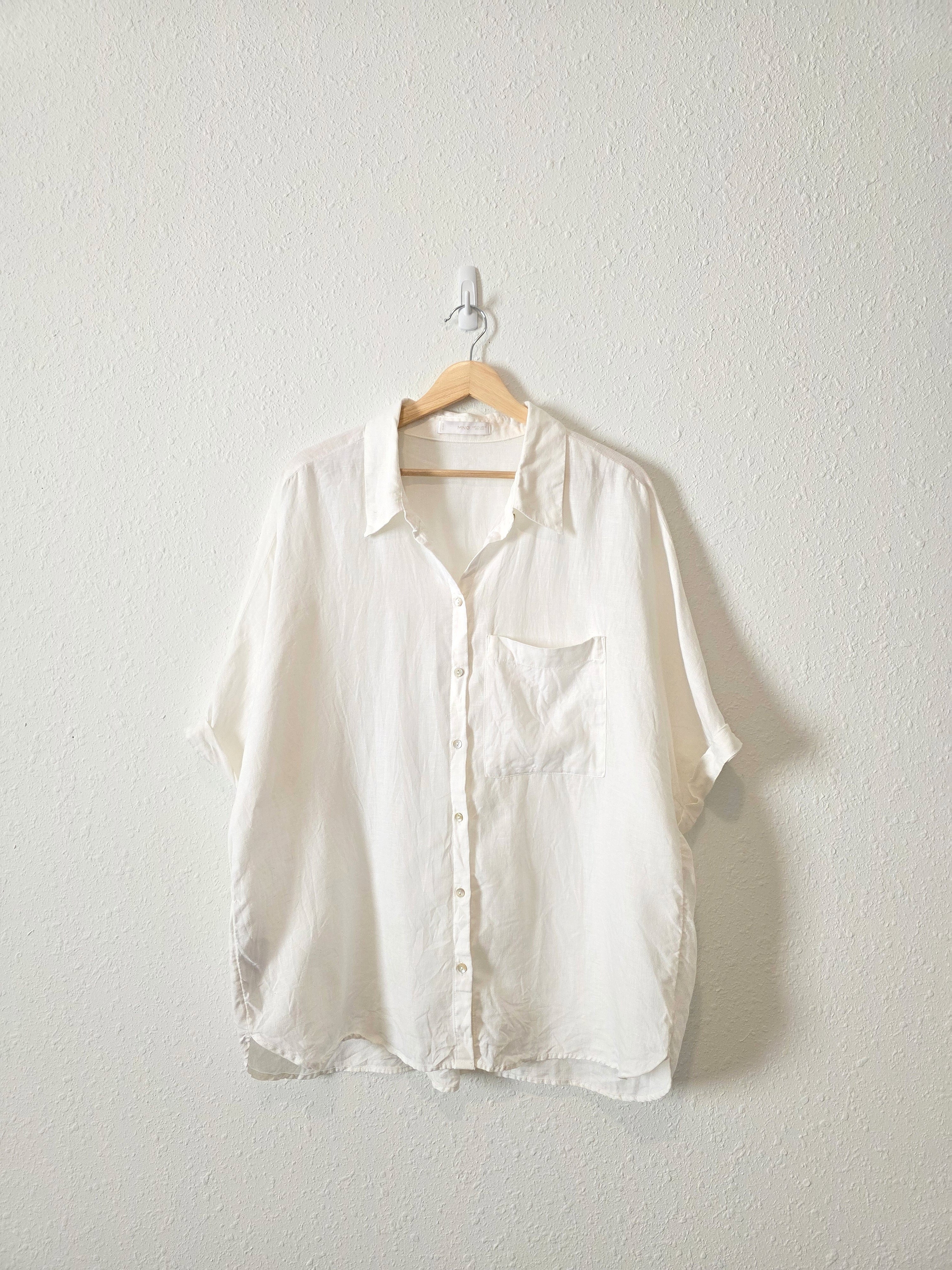 Mango White Linen Button Up (12)