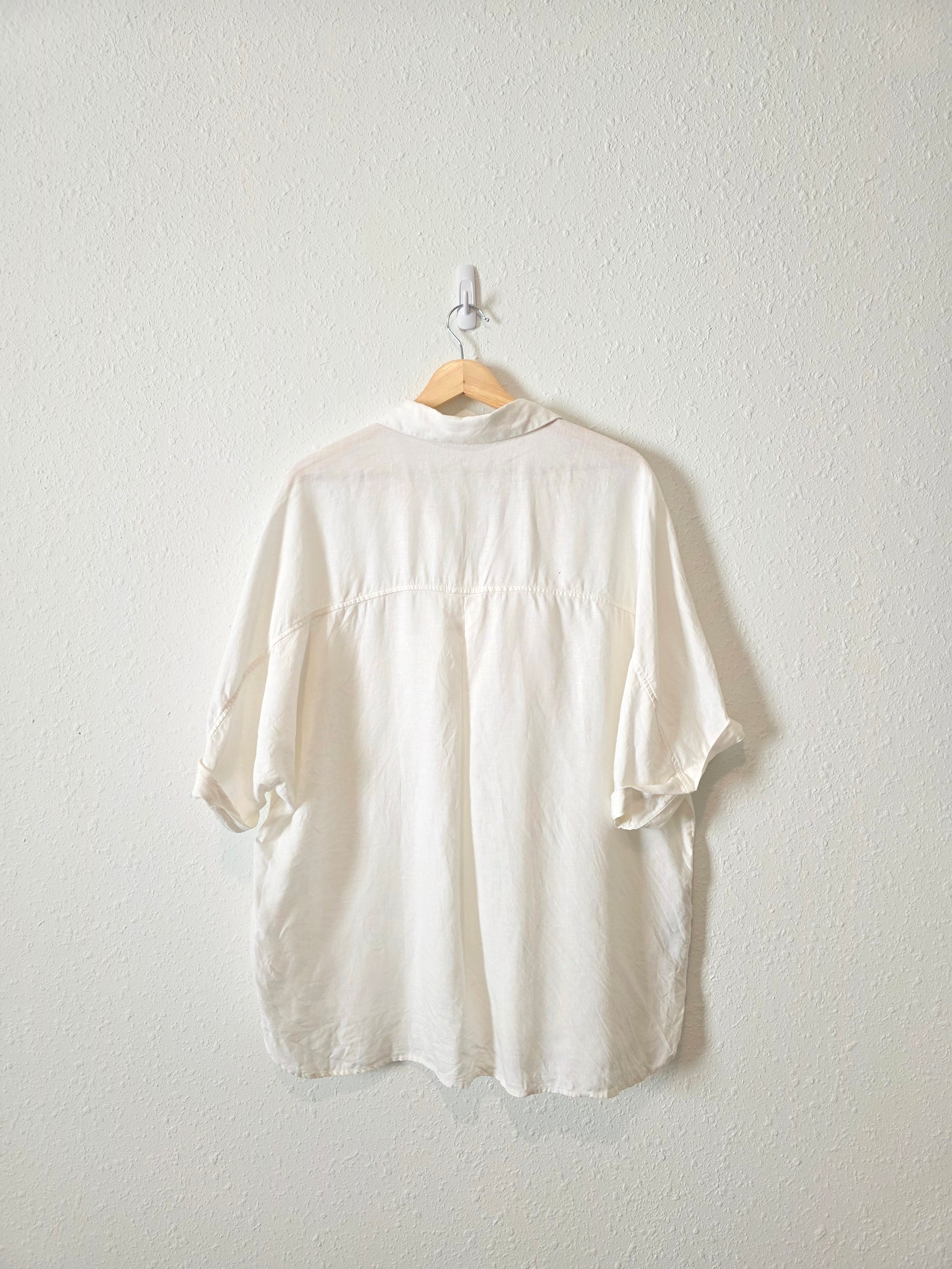 Mango White Linen Button Up (12)