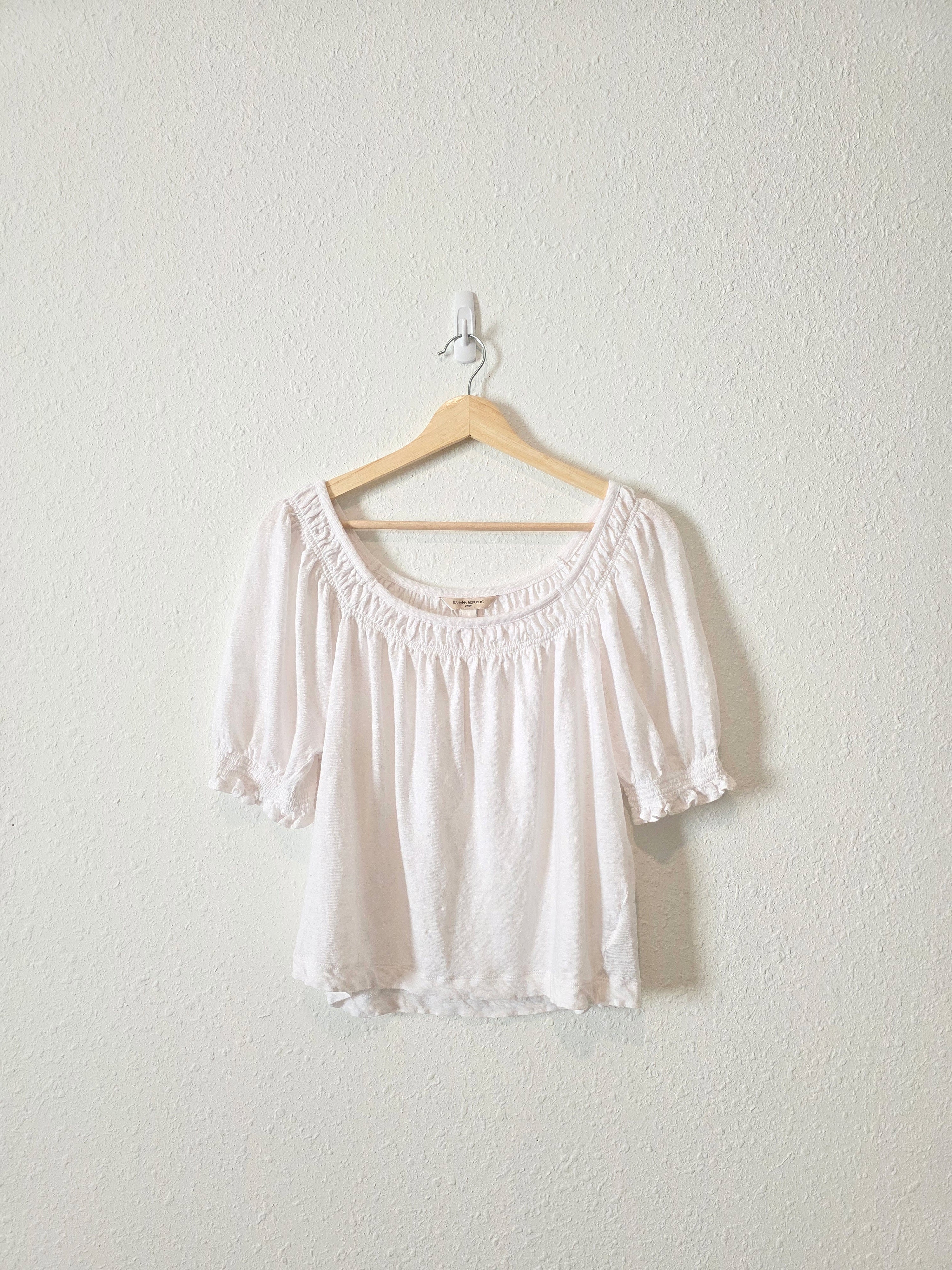 Banana Republic White Linen Blouse (L)