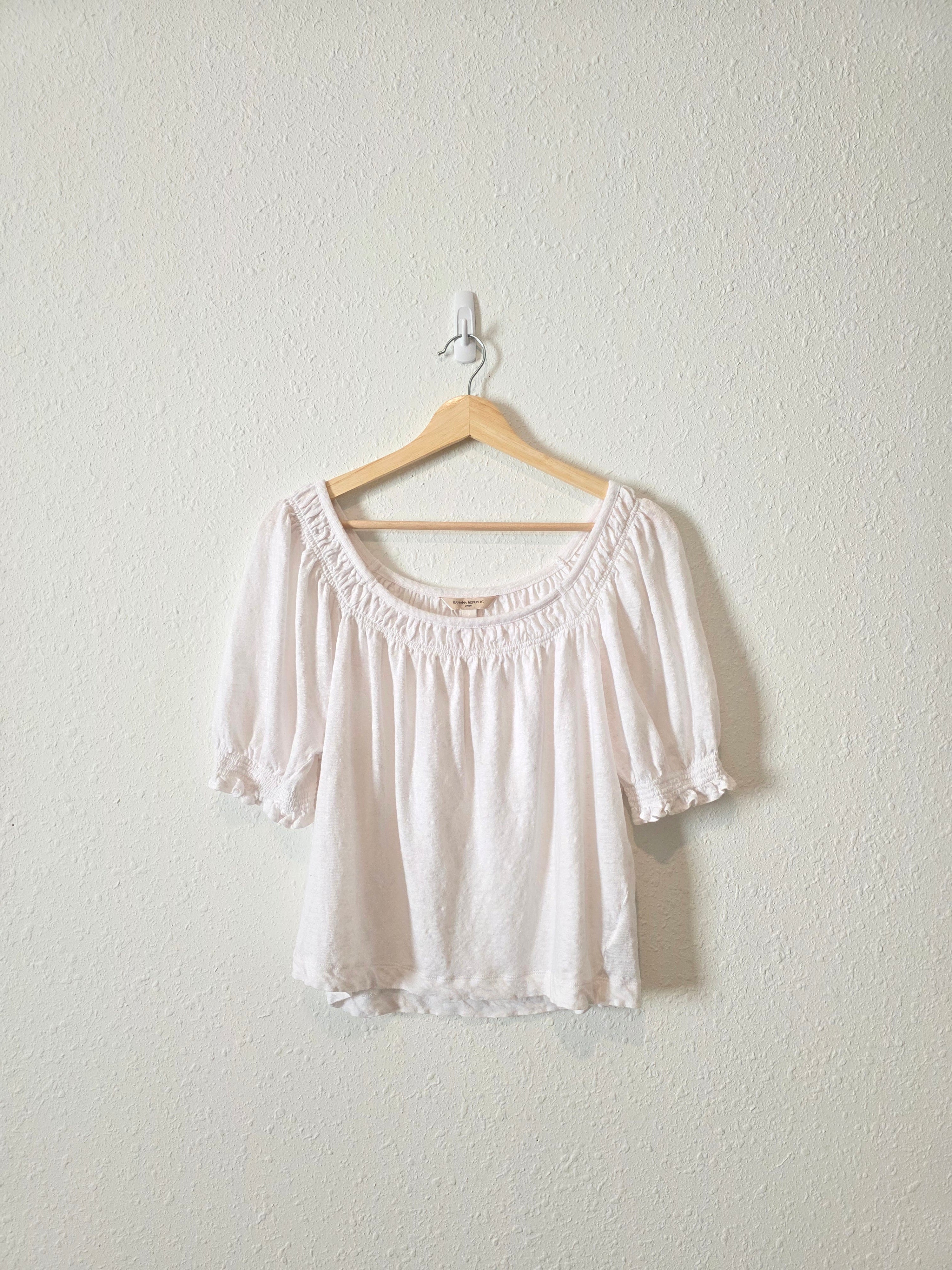 Banana Republic White Linen Blouse (L)