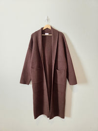 Pink Lily Brown Long Sweater Coat (XL)