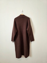 Pink Lily Brown Long Sweater Coat (XL)
