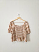 J.Crew Smocked Gingham Top (M)