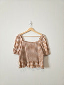 J.Crew Smocked Gingham Top (M)