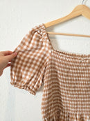 J.Crew Smocked Gingham Top (M)