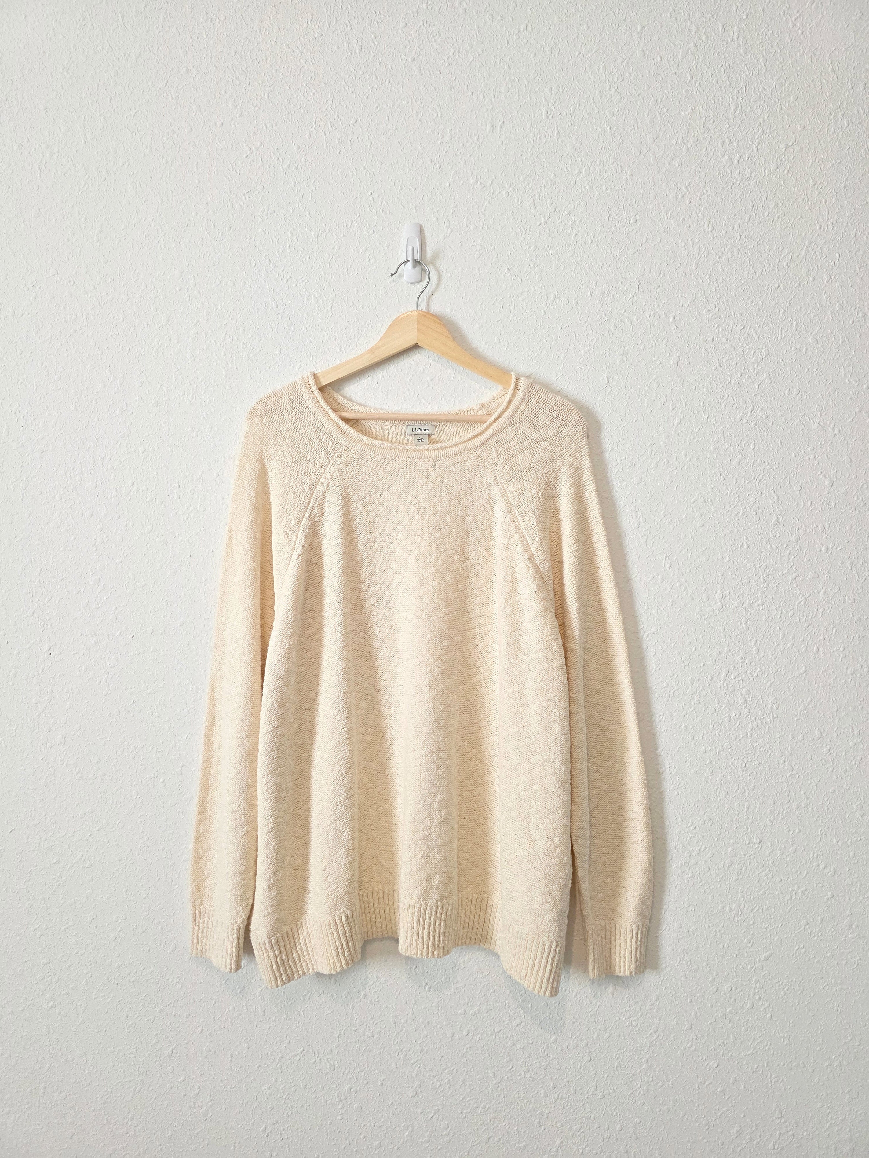 LL Bean Cream Textured Cotton Sweater (2X)