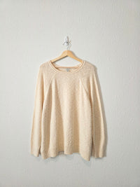 LL Bean Cream Textured Cotton Sweater (2X)
