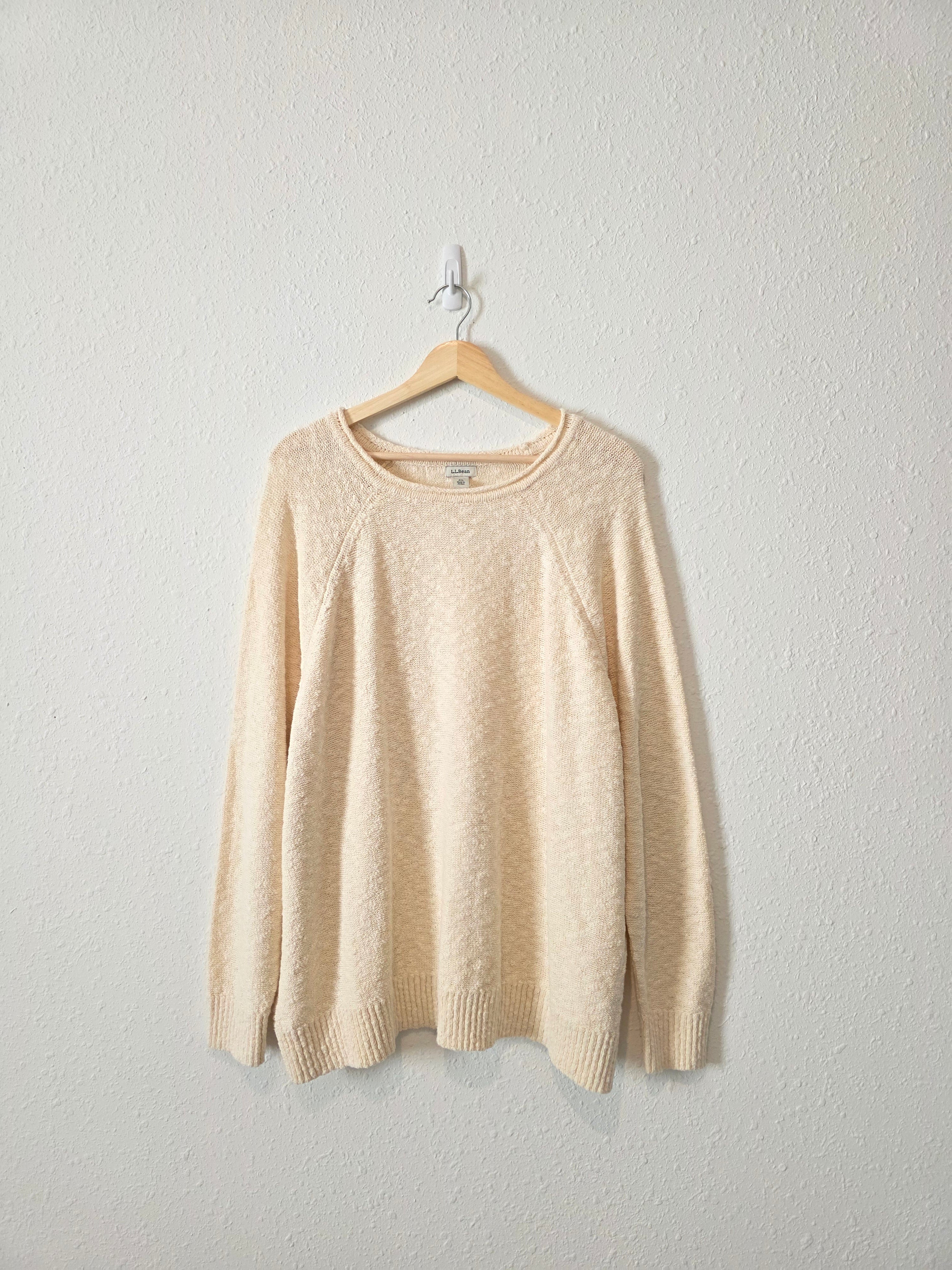 LL Bean Cream Textured Cotton Sweater (2X)