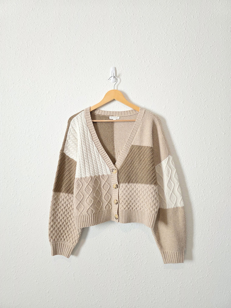 Blu Pepper Neutral Cable Knit Cardigan (M)