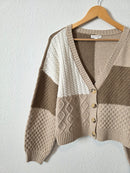 Blu Pepper Neutral Cable Knit Cardigan (M)