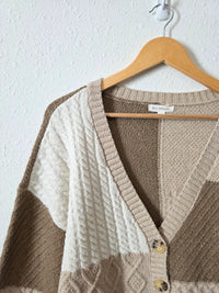 Blu Pepper Neutral Cable Knit Cardigan (M)