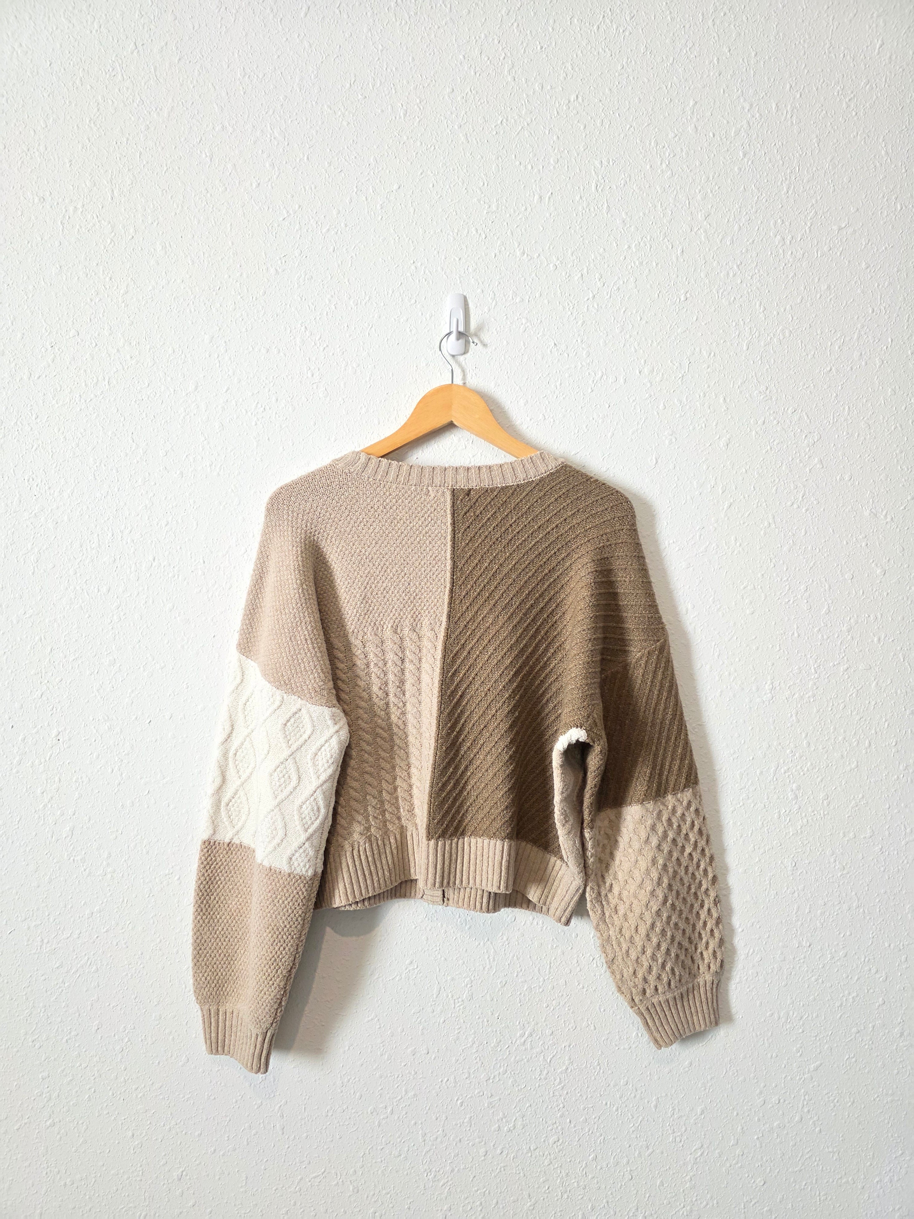 Blu Pepper Neutral Cable Knit Cardigan (M)