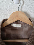 Striped Puff Sleeve Crop Button Up (L)