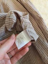 Striped Puff Sleeve Crop Button Up (L)