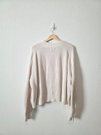 Ribbed Knit Cotton Cardigan (XL)