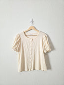 Cream Puff Sleeve Cotton Top (S)