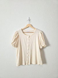 Cream Puff Sleeve Cotton Top (S)