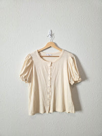 Cream Puff Sleeve Cotton Top (S)