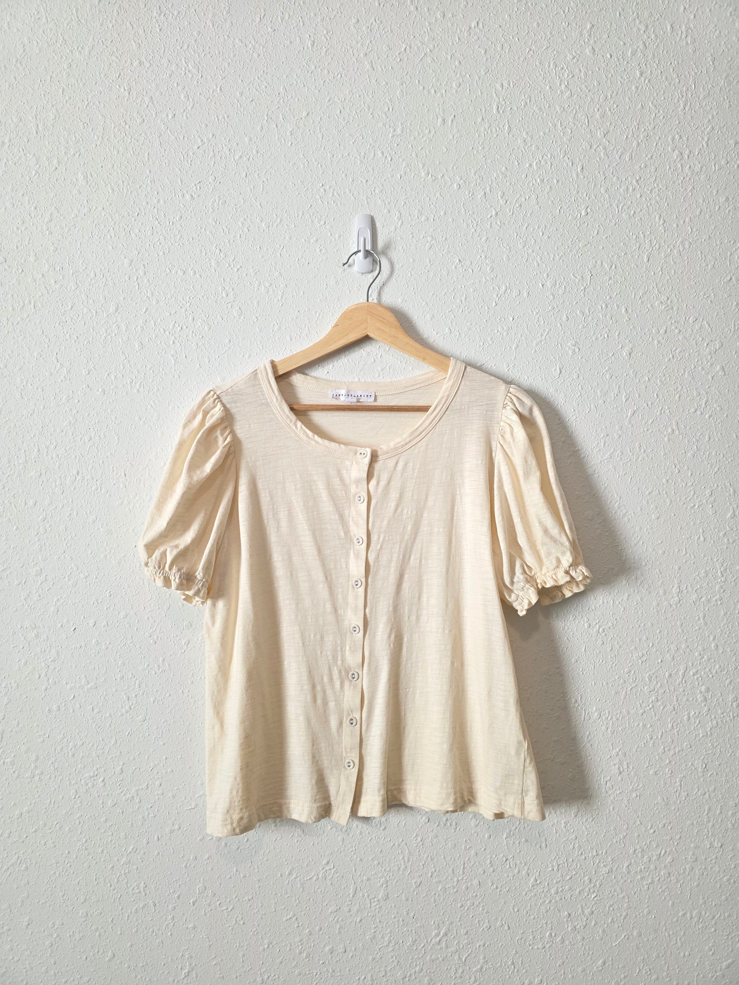 Cream Puff Sleeve Cotton Top (S)
