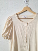 Cream Puff Sleeve Cotton Top (S)