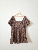 Arula Brown Floral Babydoll Dress (3X)