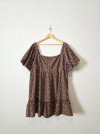 Arula Brown Floral Babydoll Dress (3X)