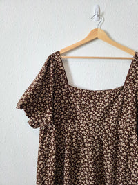 Arula Brown Floral Babydoll Dress (3X)