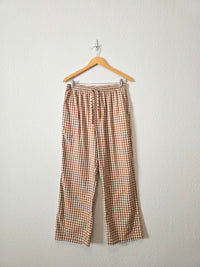 Gingham Straight Cotton Pants (L)