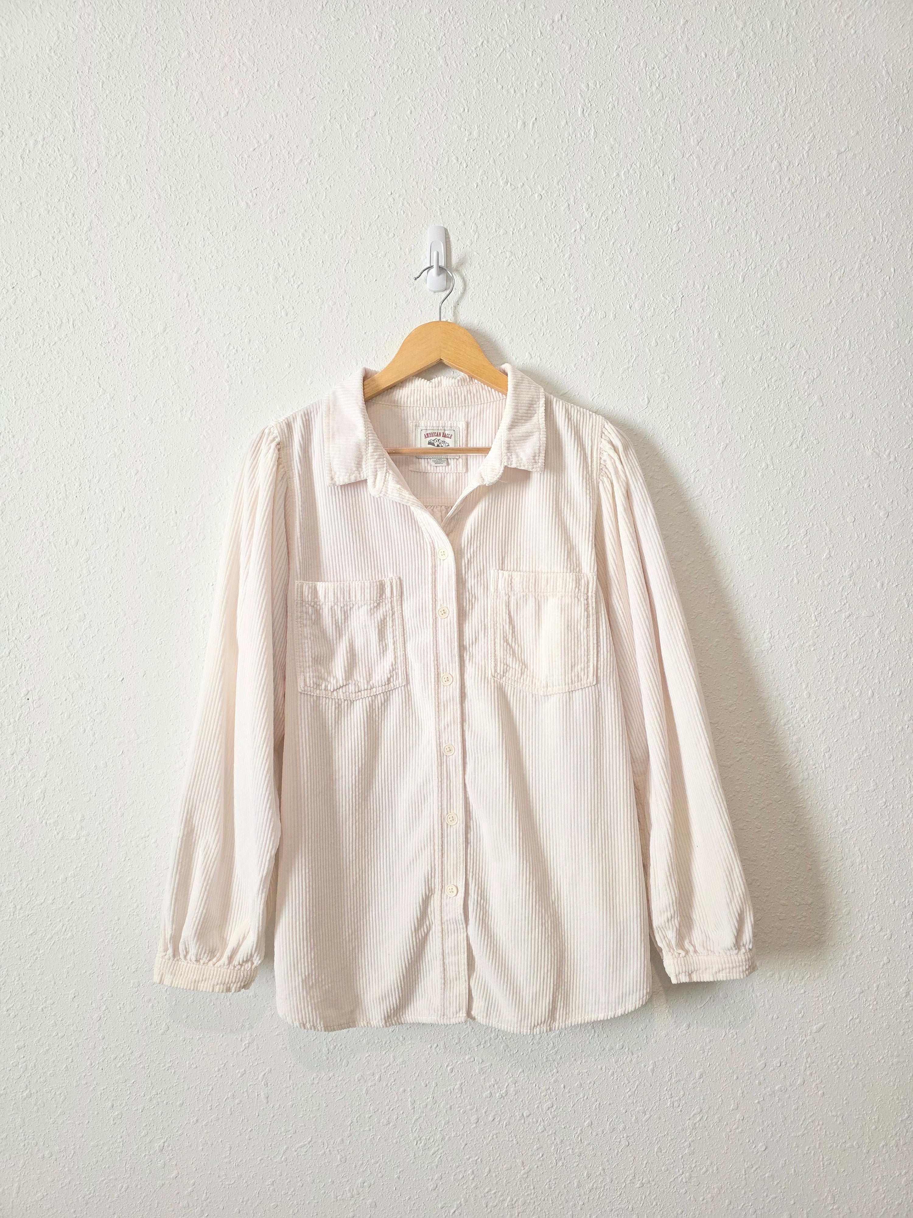 Puff Sleeve Corduroy Button Up (L)