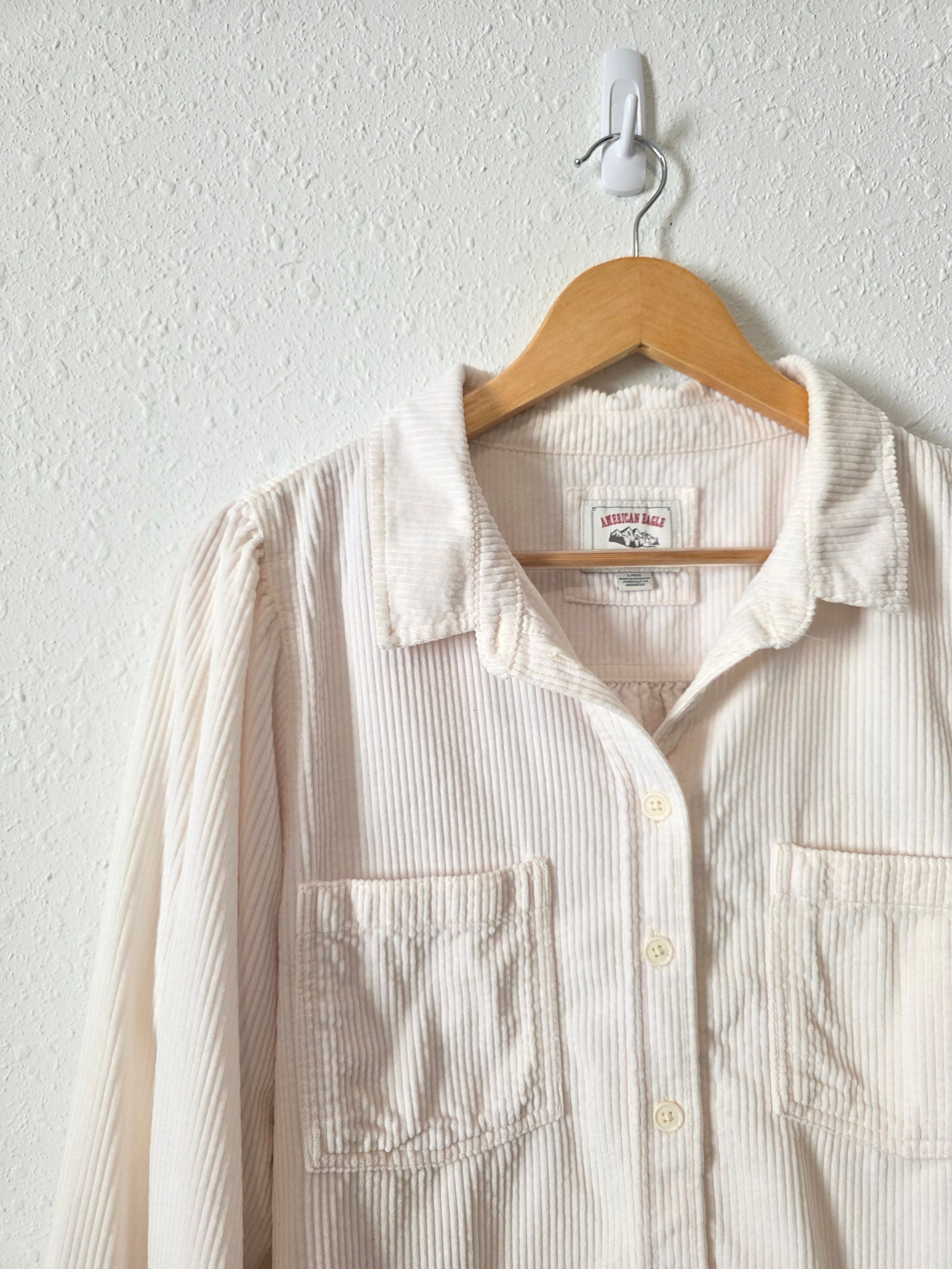 Puff Sleeve Corduroy Button Up (L)