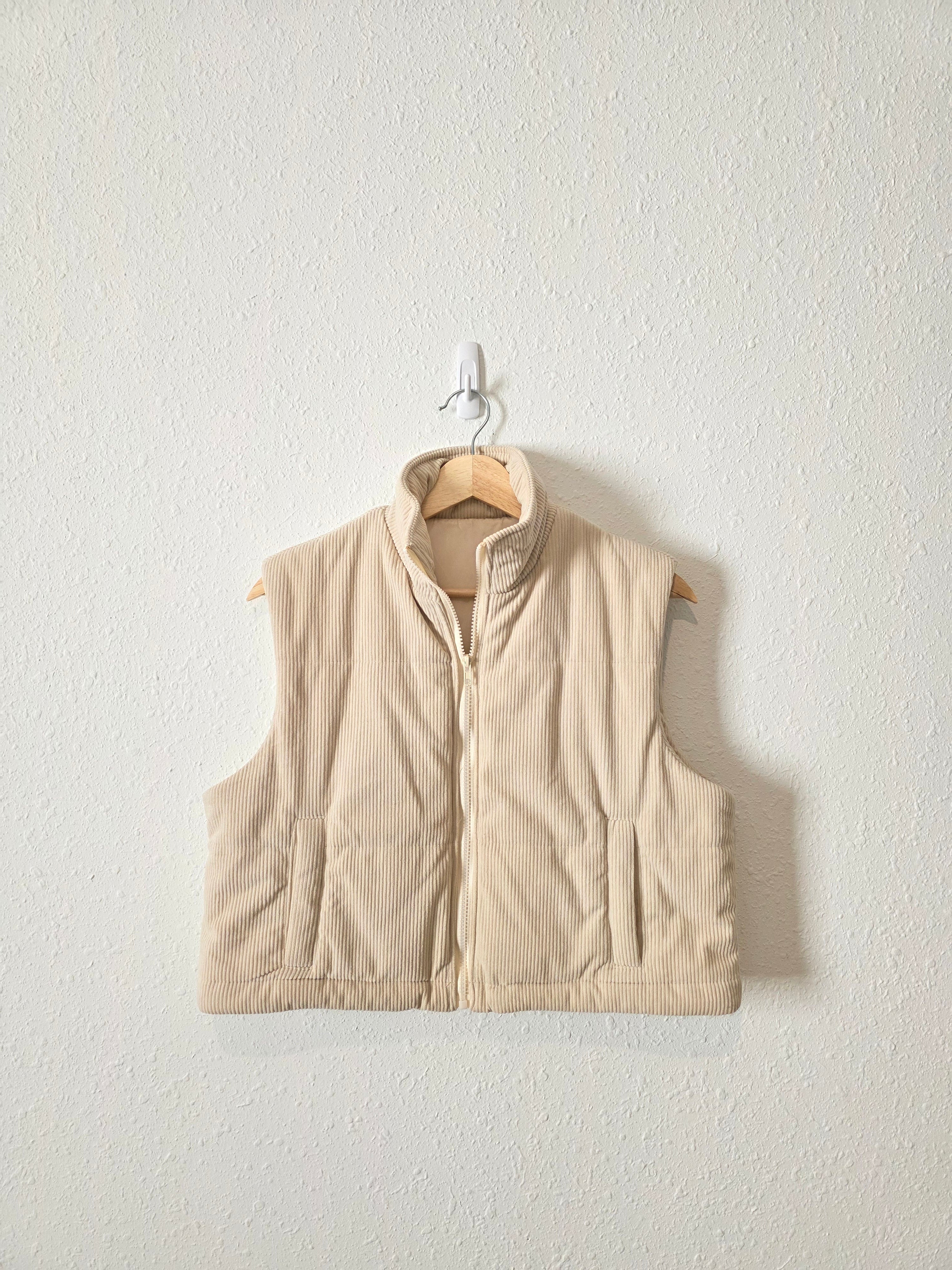 Cream Corduroy Crop Vest (S)
