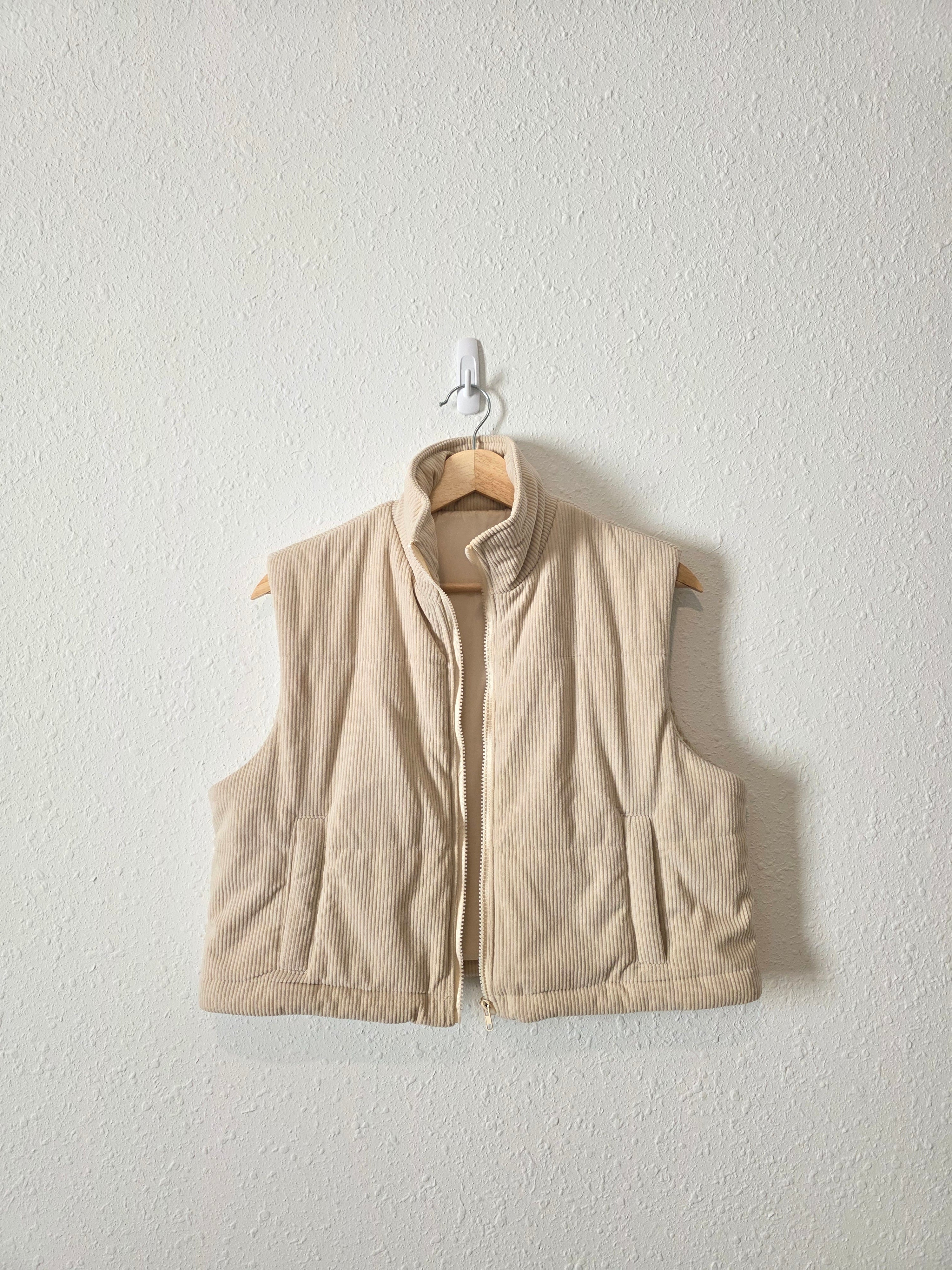 Cream Corduroy Crop Vest (S)