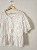 Floral Embroidered Cotton Blouse (L)